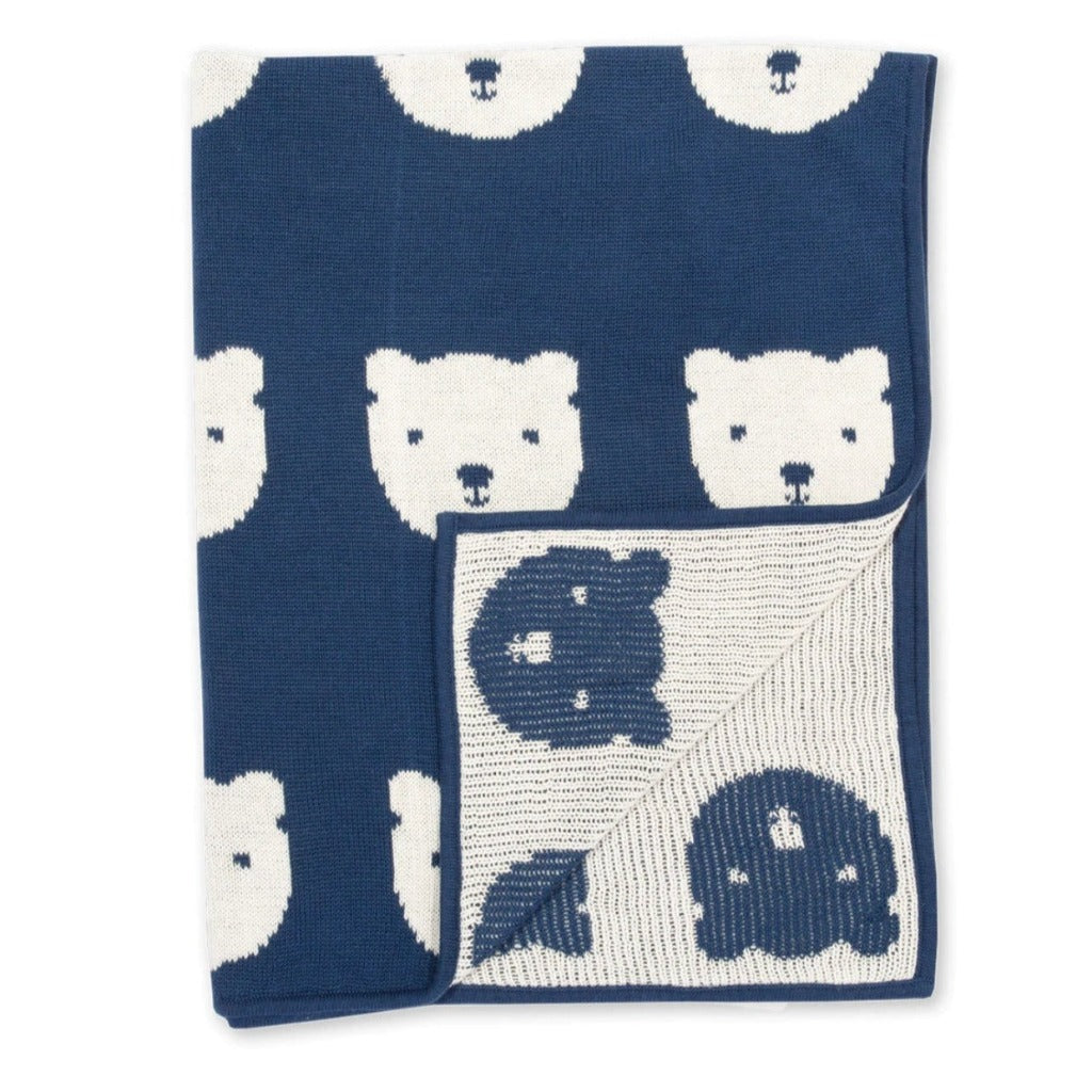 navy organic teddy blanket