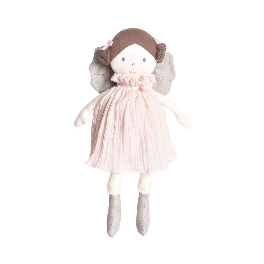 Angel doll in pink fabric organic dress