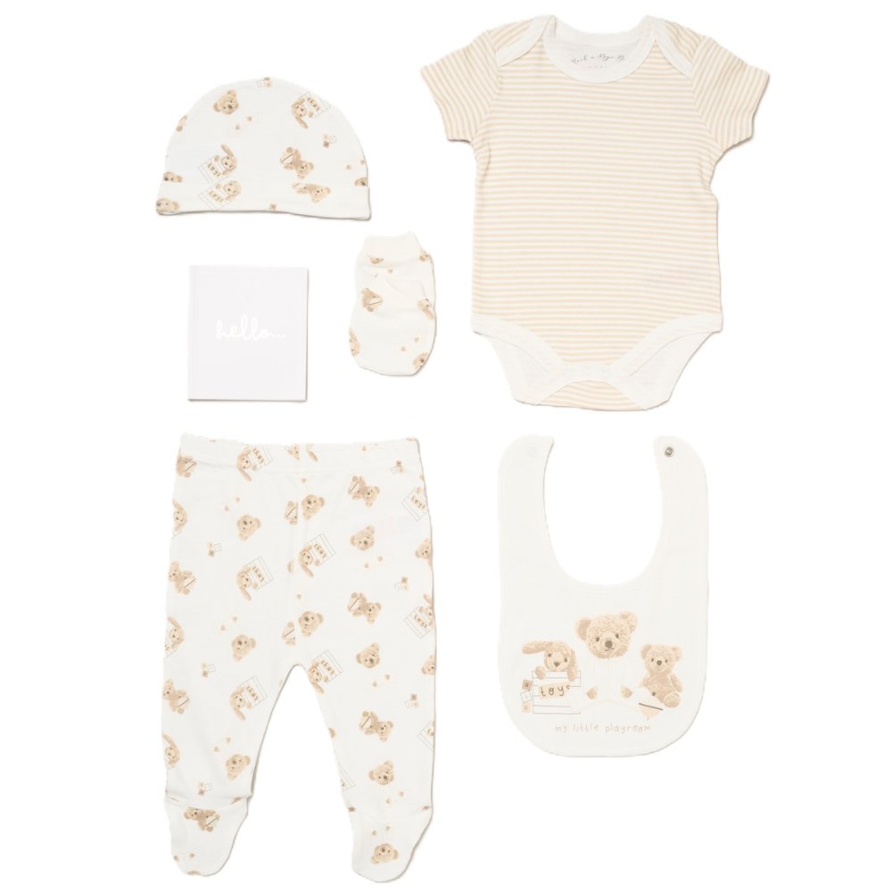Teddy Themed Baby Gift Hamper, Neutral Baby Colours