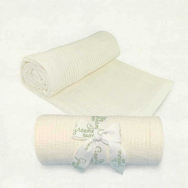 cellular baby blanket in cream