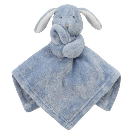 soft plush dusty blue baby rabbit comforter