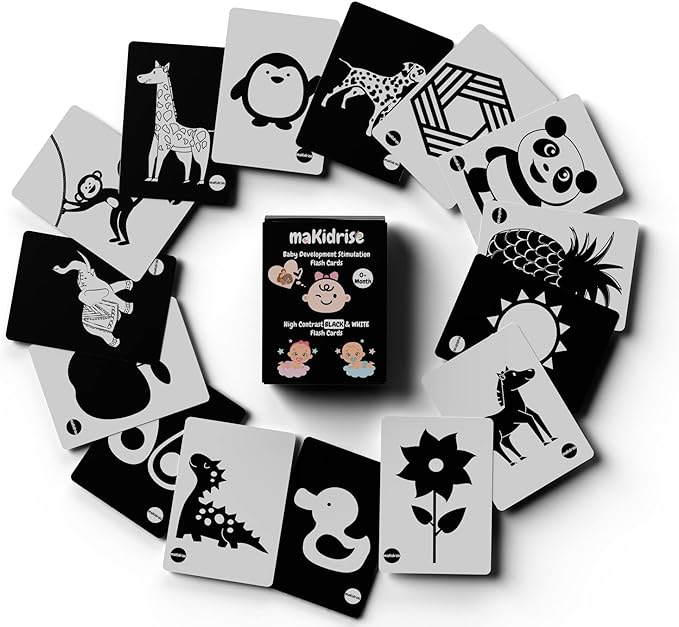 black and white baby sensory cards 