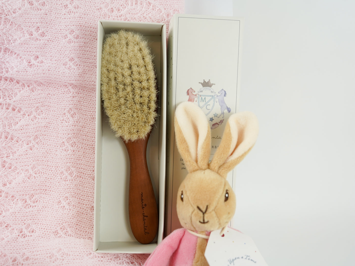 Baby Girl Gift Hampers  G.H.Hurt & Son Baby Shawl, Baby Hairbrush, Flopsy Rabbit, Baby Christening Gift