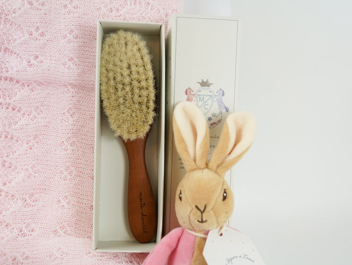 Baby Girl Gift Hamper  G.H.Hurt & Son Baby Shawl, Baby Hairbrush, Flopsy Rabbit, Baby Christening Gift