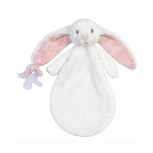 White soft rabbit comforter with pink ears, boxed ready to gift