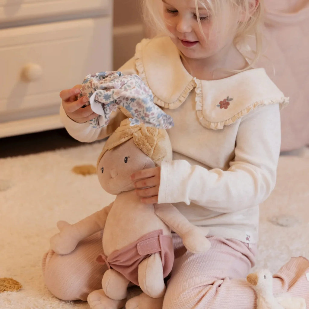 baby soft doll with soft toy goose and baby bottle 