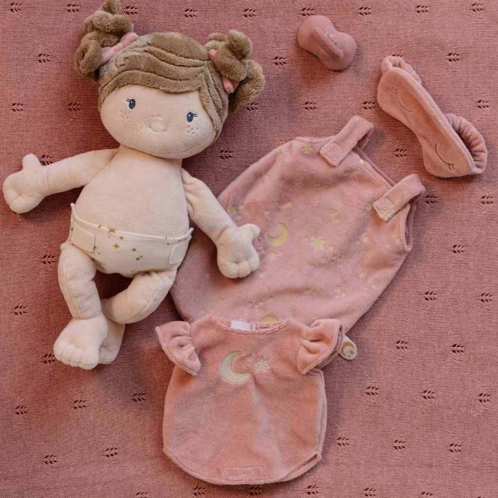 soft doll in sleeping bag