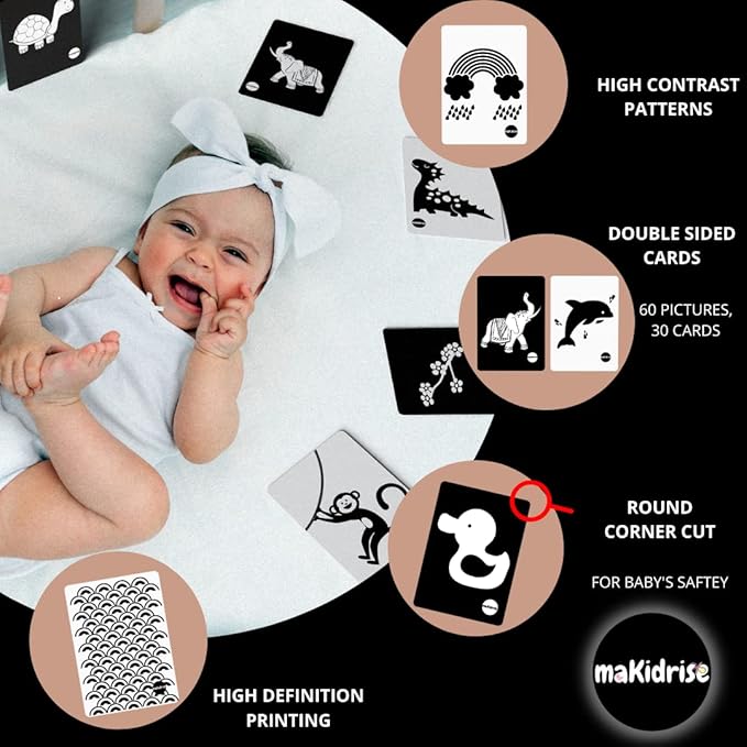 black and white baby sensory cards 