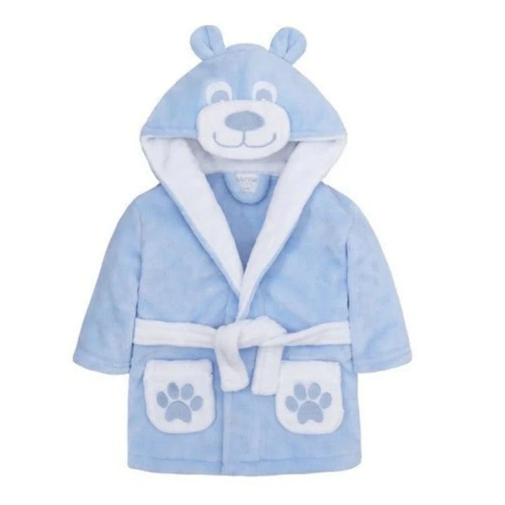 Blue and white boy's teddy dressing gown