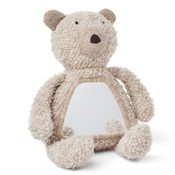 plush bear in boucle woolwith mirror