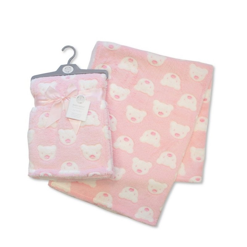 Pink Teddy Face Baby Blanket