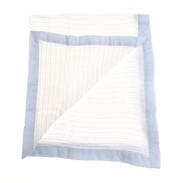 Baby Cellular Blankets With Blue Trim