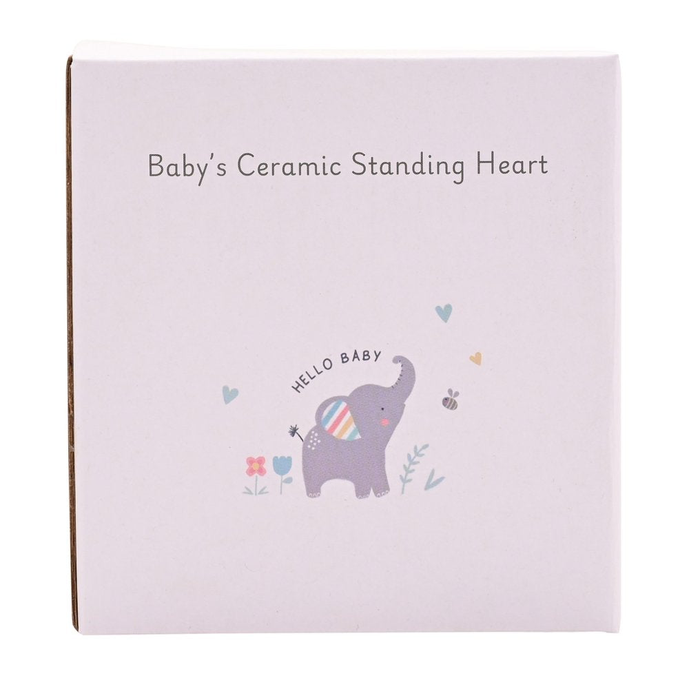 heart shaped ceramic baby standing plaque for baby boy  