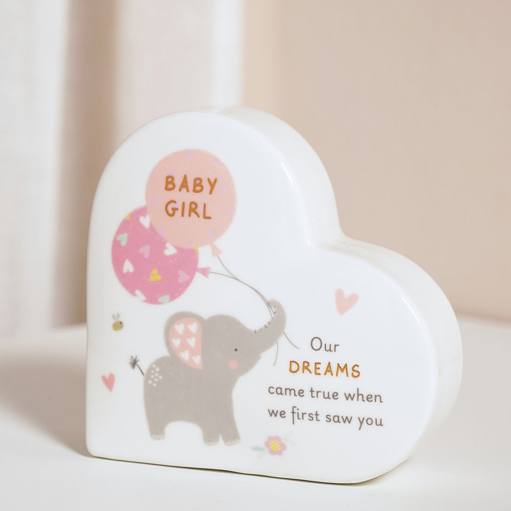 white heart shaped plaque for baby girl