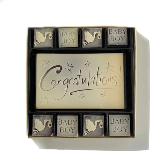 Blue and cream chocolate baby boy congratrulation squares 