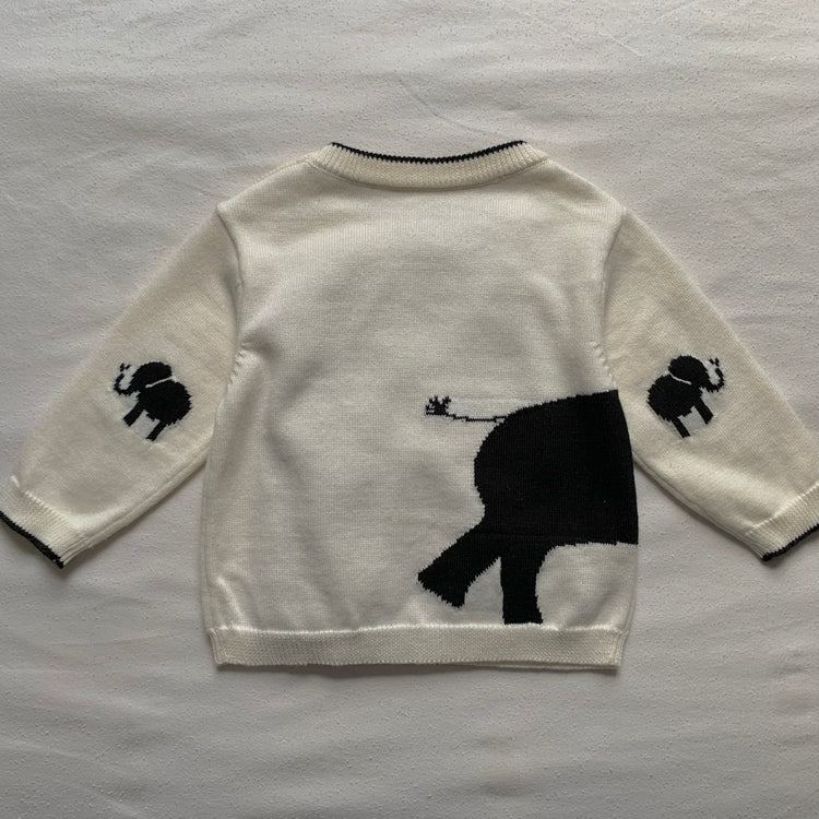 Fable And Bear Cream And Black Organic Cotton Elephant Baby Jumper And Jogger Set