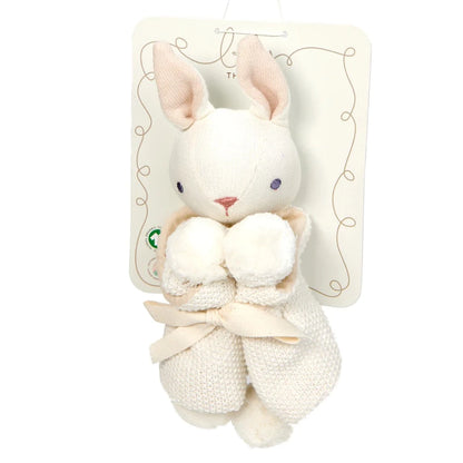 Baby bunny comforter knitted in white GOTS certified organic cotton
