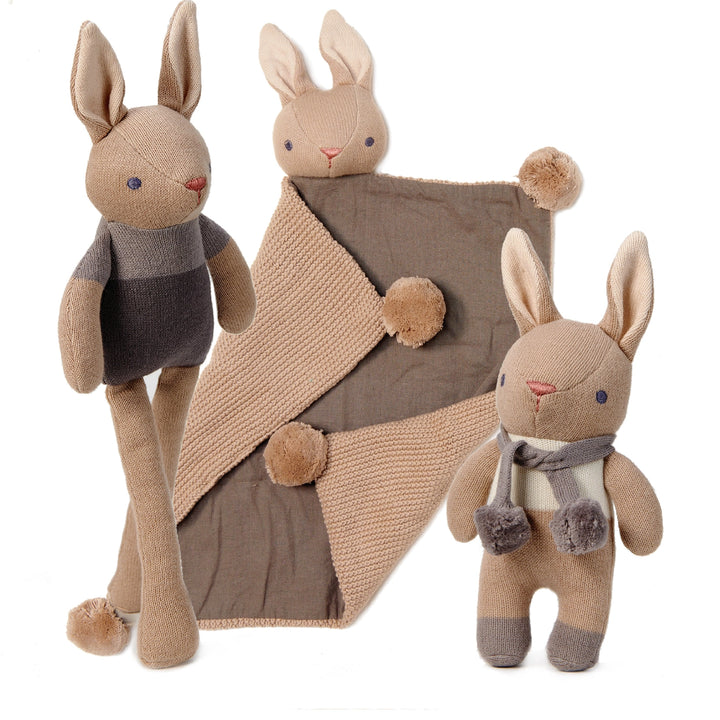 Baby Gift Organic Comforter, Rattle & Doll Set in Taupe Gift Boxed