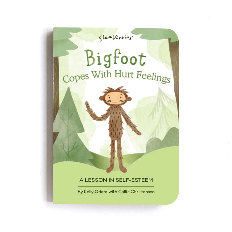 Bigfoot comforter with two books to help with feelings 