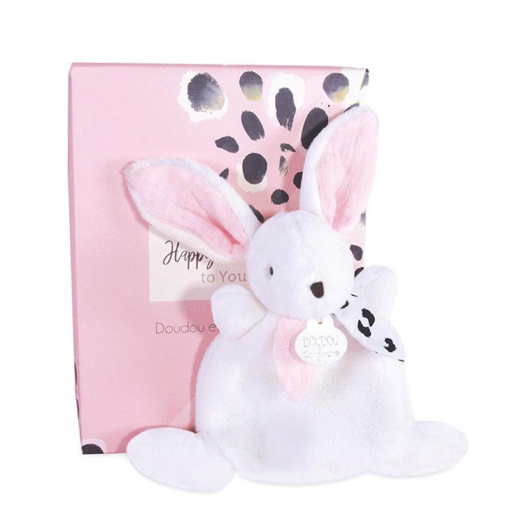 pink rabbit doudou in a box