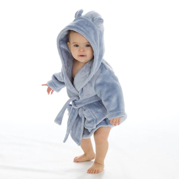 dusty blood hooded baby dressing gown with cute ears 