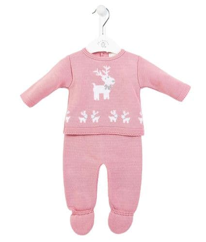 Pink Reindeer Christmas Baby Girl Outfit