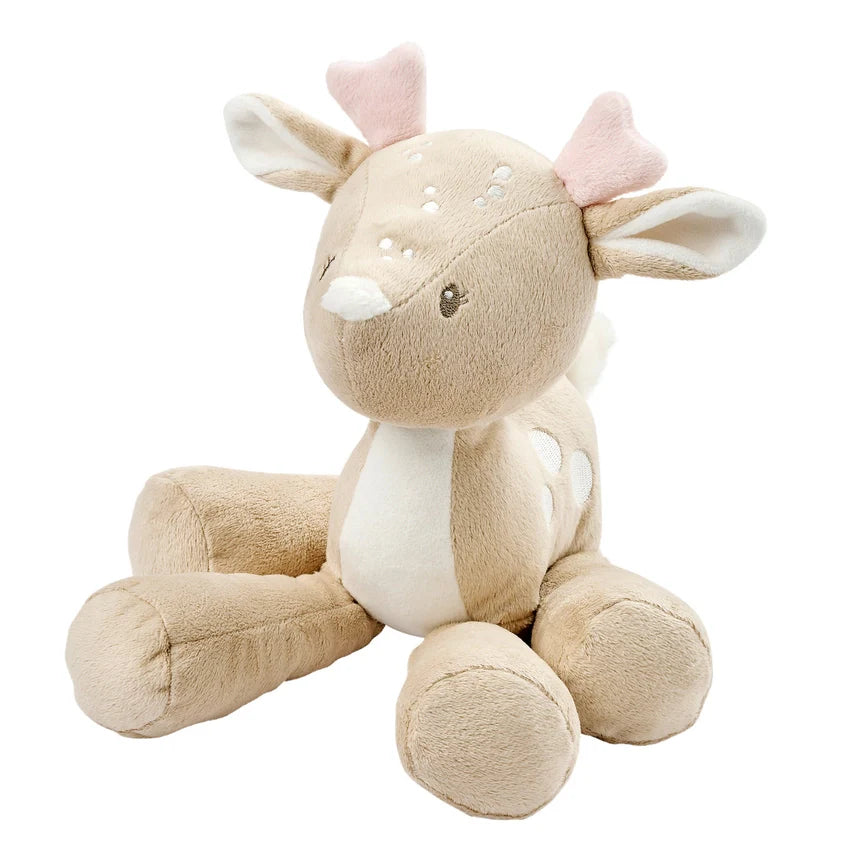 Plush deer toy with pink antlers 