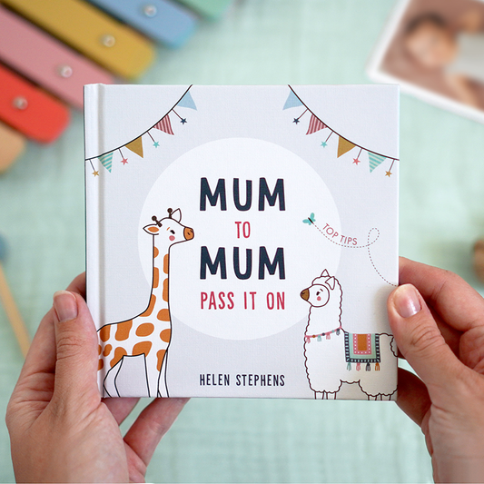 small hard back book with advice to mums from mums