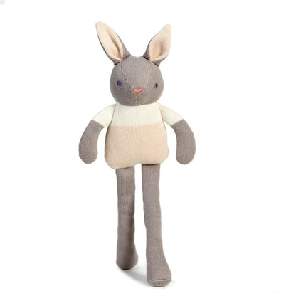 Organic grey knit baby bunny toy