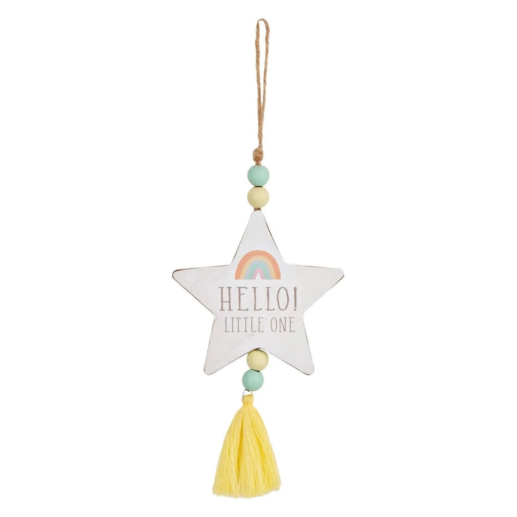 hanging star nursery plaque with rainbow