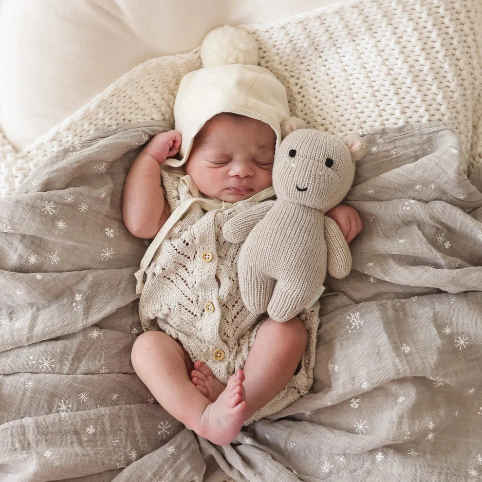 hand knitted hippo 