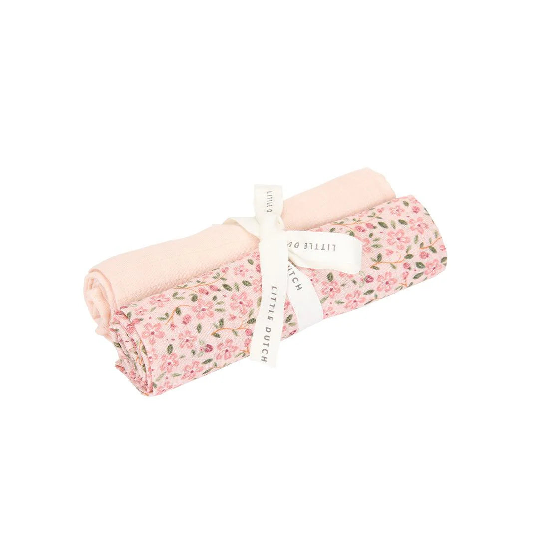 2 pink baby muslins one plain one floral