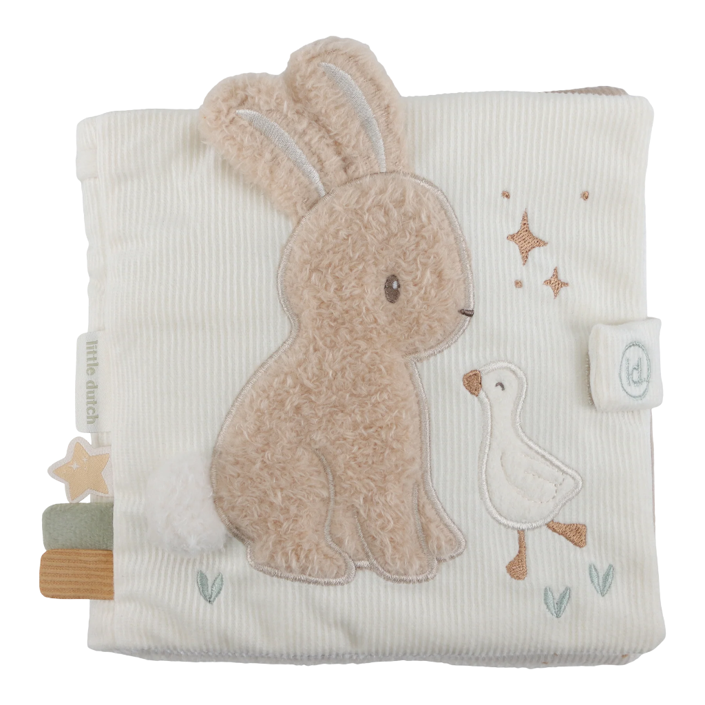 soft neutral baby book with bunny
