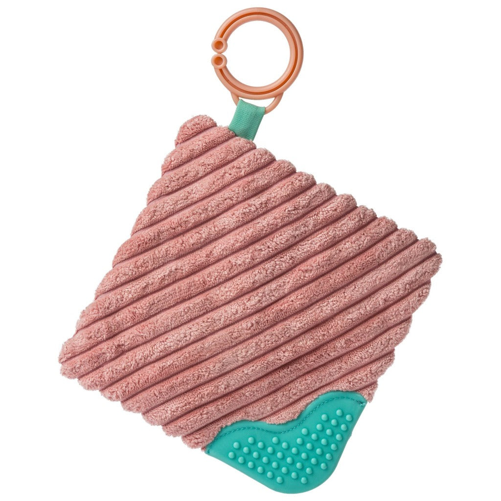Pink and turquoise leopard Wubbanub, teether, crinkle square, and character blanket,