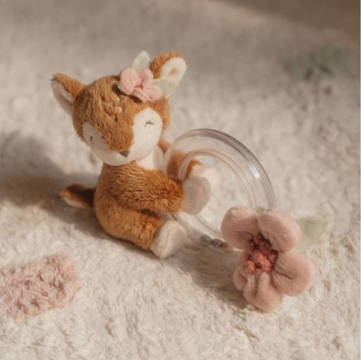 Little dutch deer ring rattle with a flower