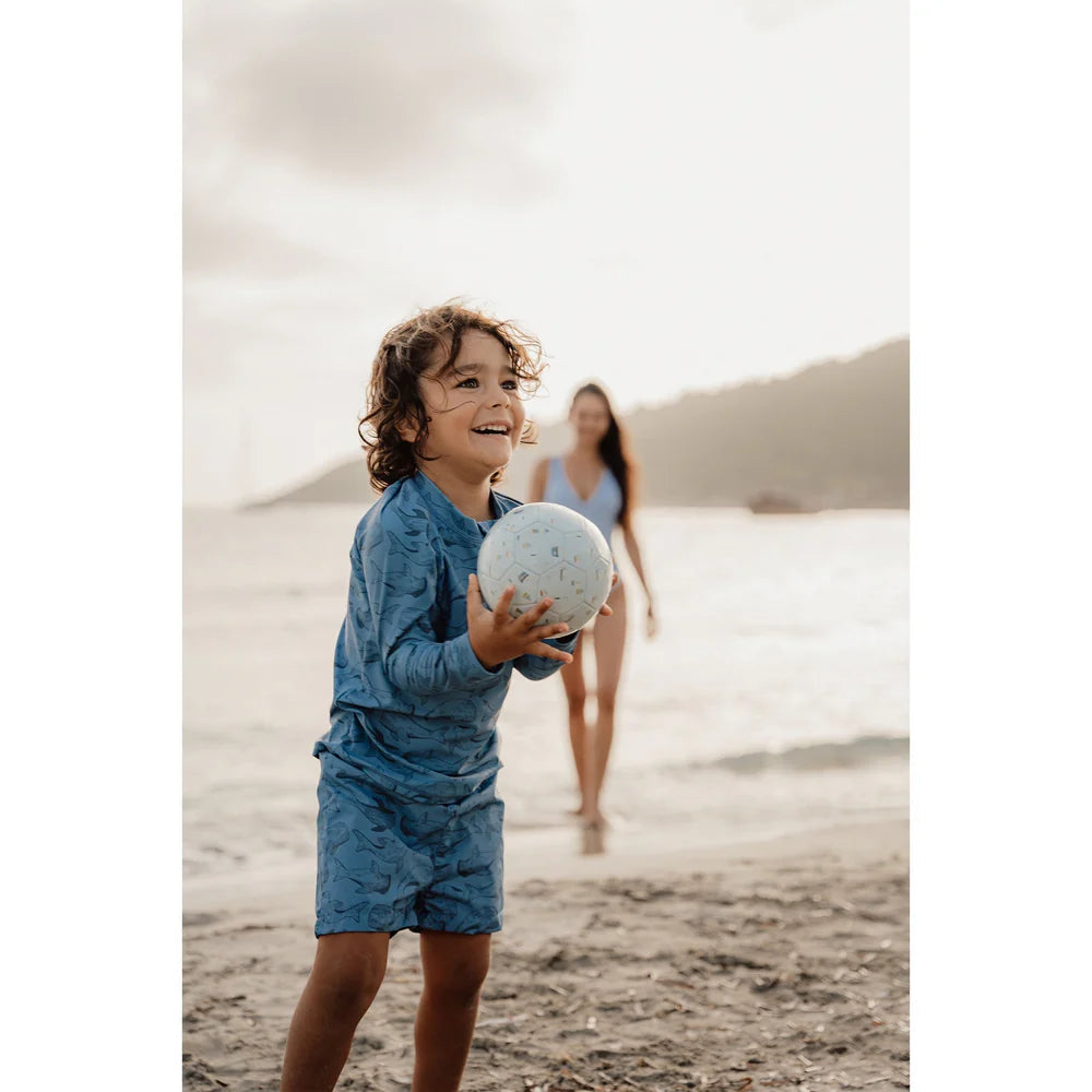 mini ball in pale blue with sailboats 