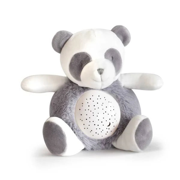 luxury Doudou et Compagnie soft grey and white panda musical light toy