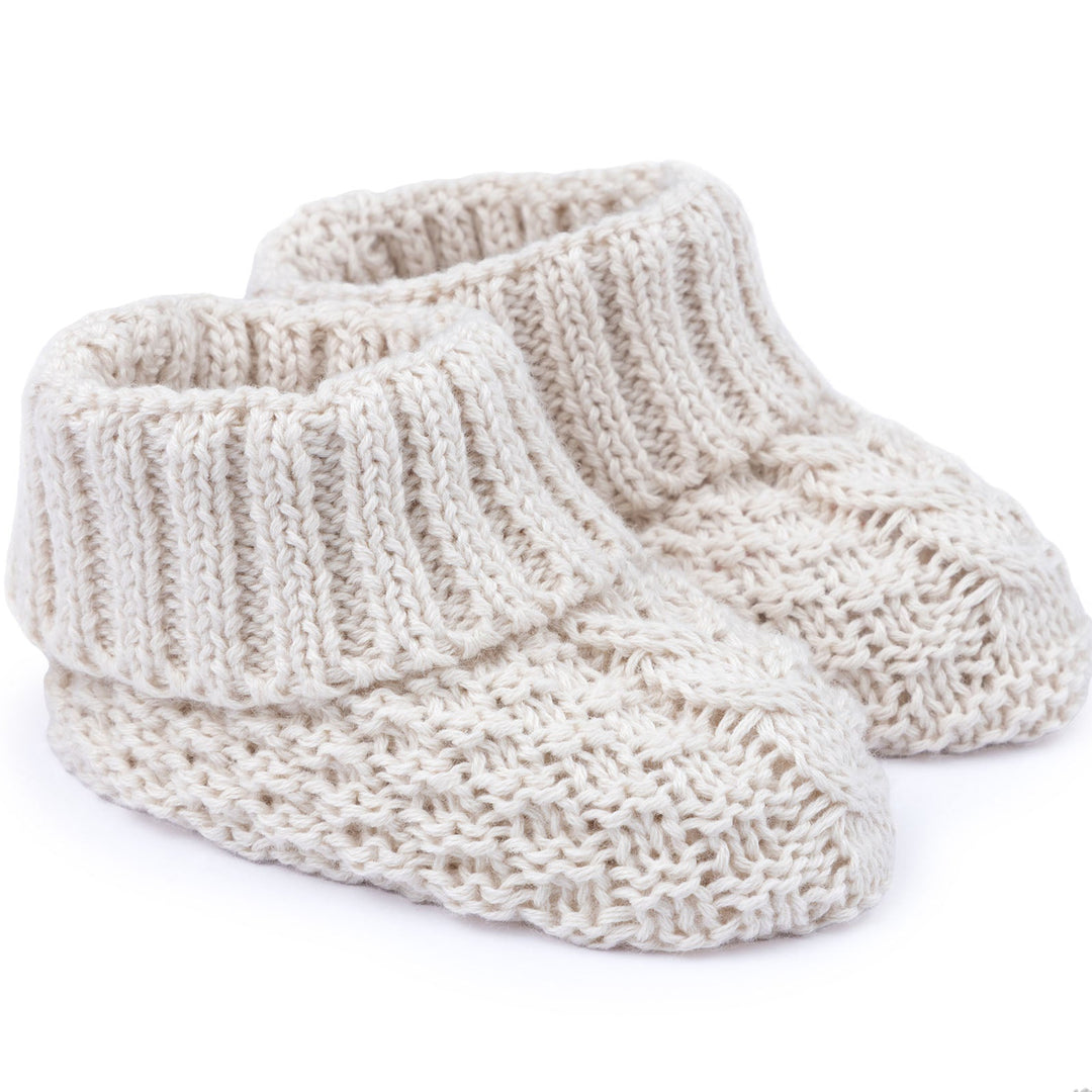 Oatmeal cotton baby bootees