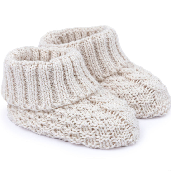 Oatmeal cotton baby bootees