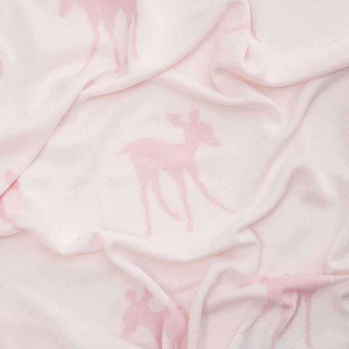 Baby luxury boxed shawl in pink with fawn and scalloped edge, white baby sleepsuit with pink picot edging and fawn, matching baby hat in white with picot edge and bib