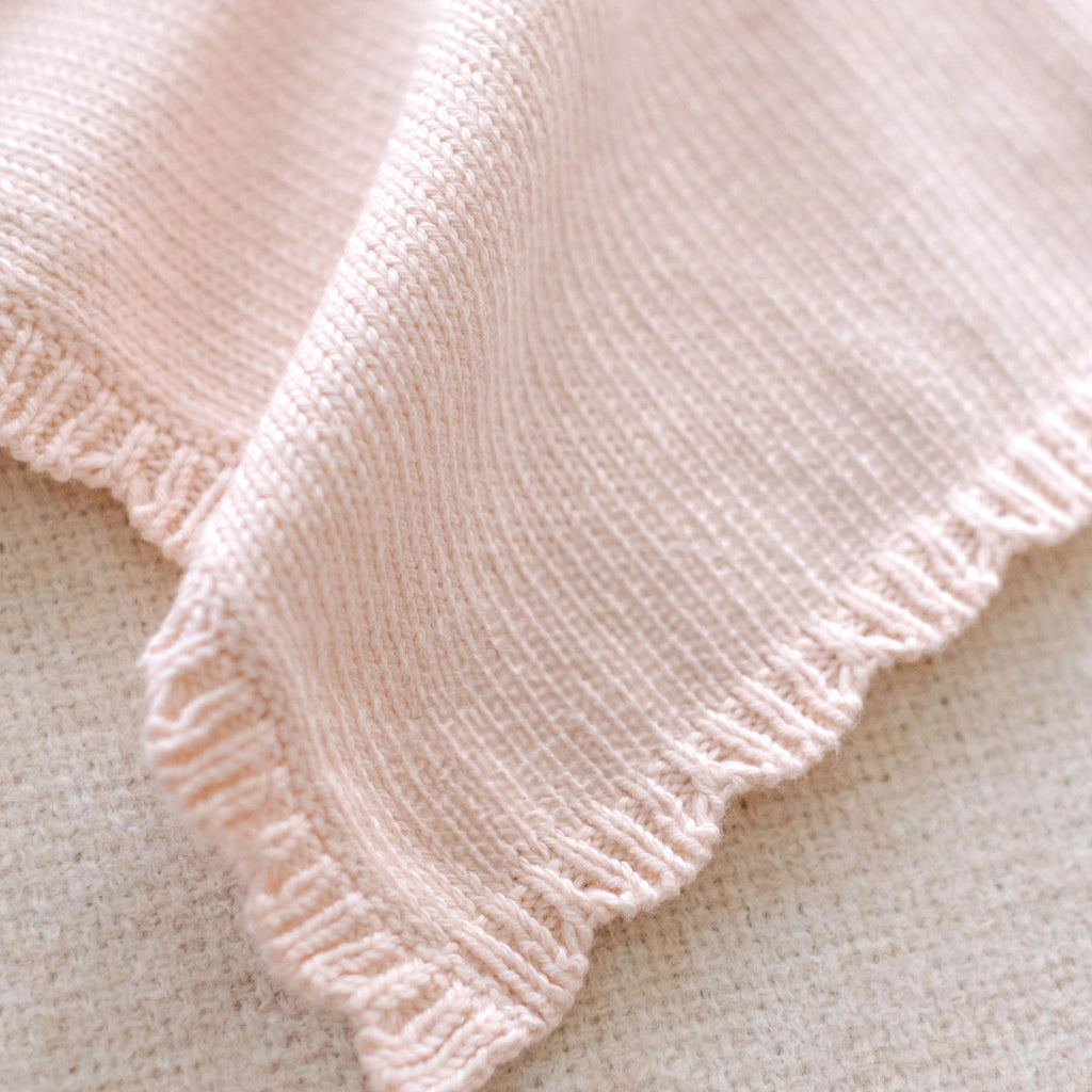 Pink bunny comforter - hand knitted organic cotton