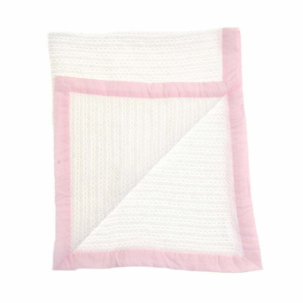 Baby Cellular Blankets with Pink Trim