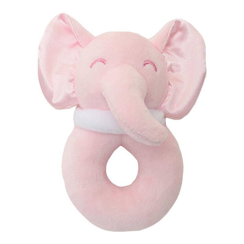 Soft pink elephant baby ring rattle