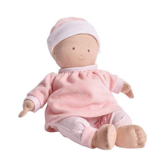 soft doll in pink and  white 