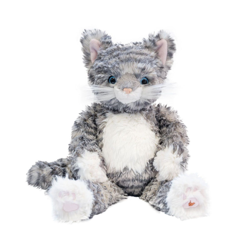 Soft plush grey and white cat