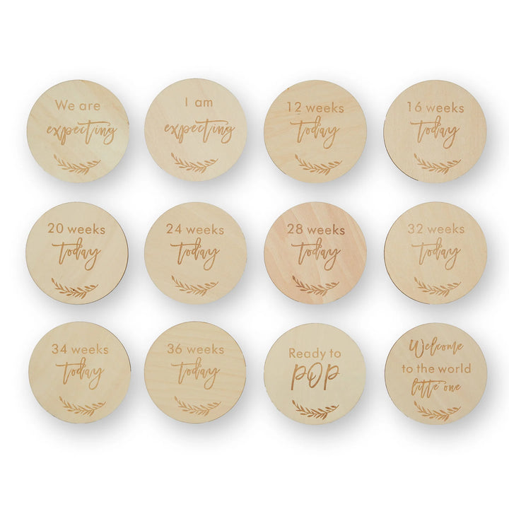 wooden pregnancy milestone discs