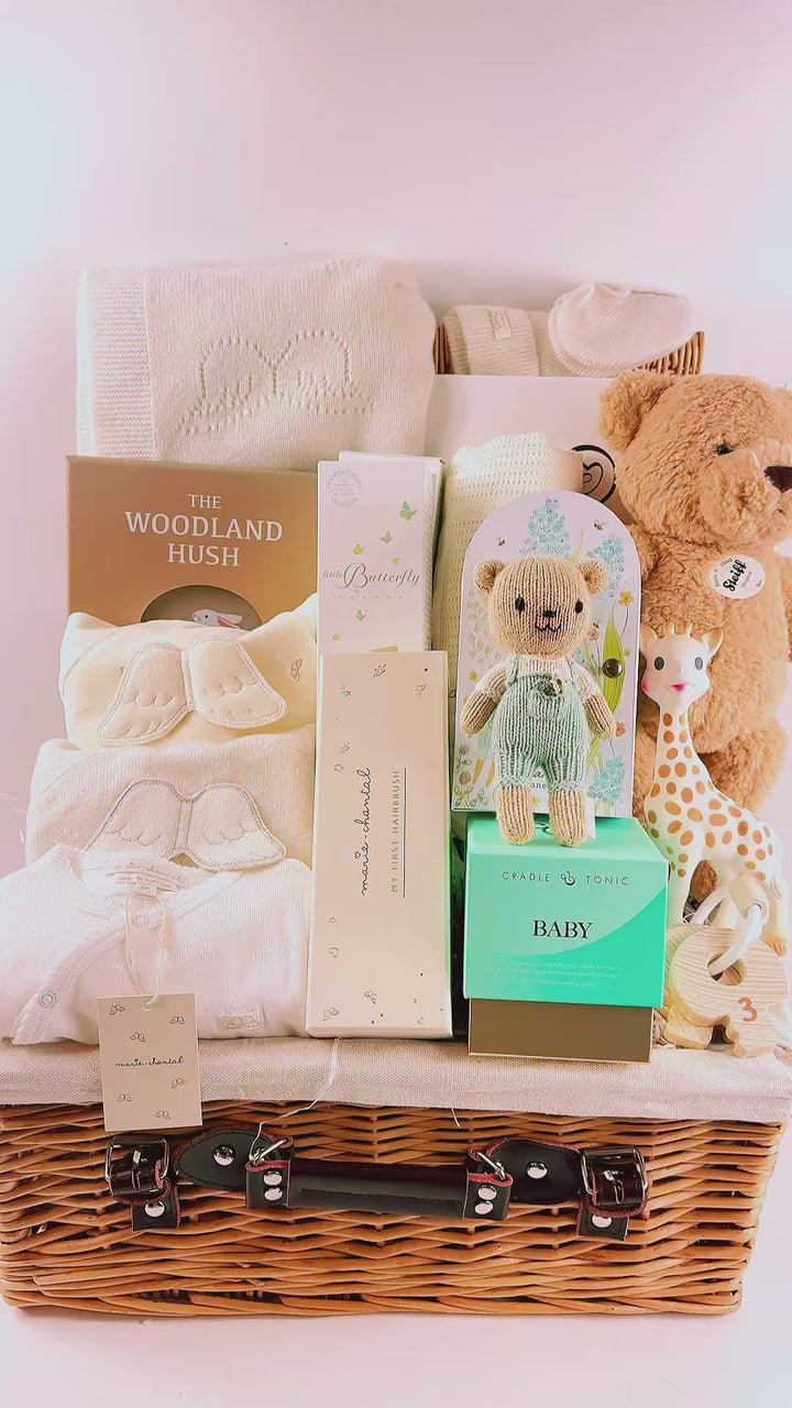 The Ultimate Luxury Baby Hamper, Cashmere, Candle, Luxury Baby Outfits And Cuddly Steiff
