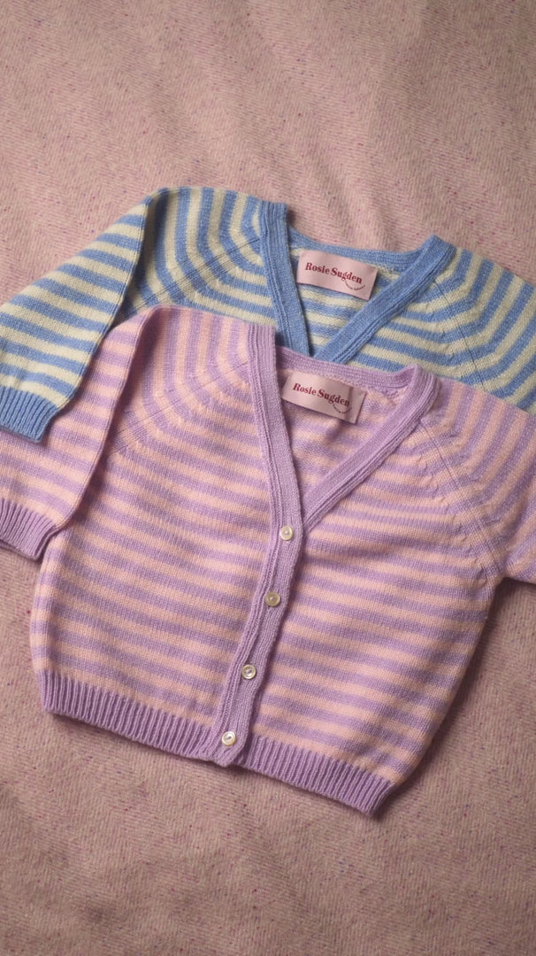 Cashmere Baby Cardigan In Glacier And Swan