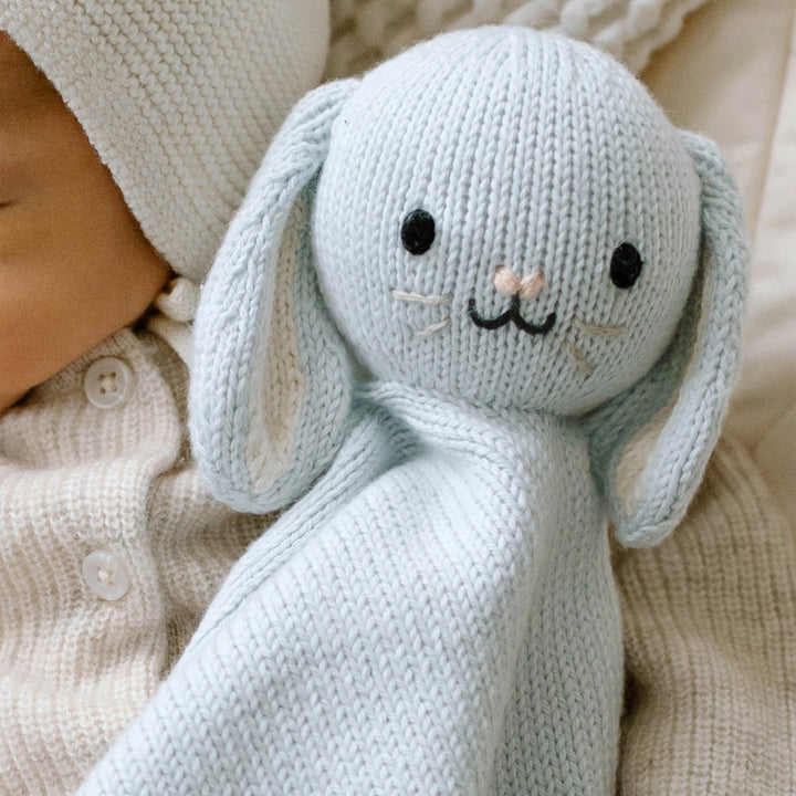Cuddle + Kind Lovey Collection, Blue Bunny Organic Cotton Hand Knit Comforter