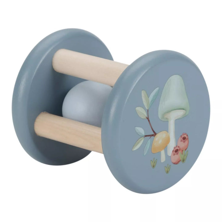 BLUE WOODEN ROLLER RATTLE 